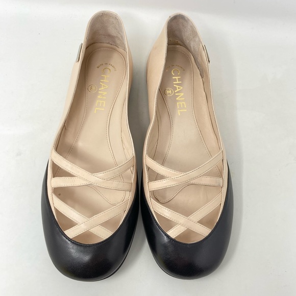 Chanel Ballet Criss Cross Leather Flats - Picture 1 of 11